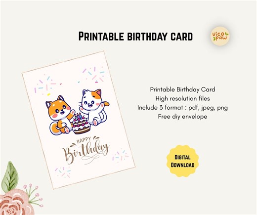 Birthday Card: Printable A4 (digital Download) - Etsy