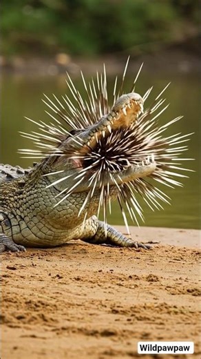 Hedgehog Fights Back Against Crocodile! 🐊🦔 #wildlife #shorts