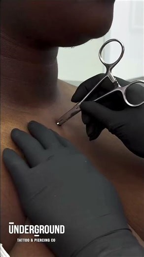 Chest dermal piercing process and result 💎✨