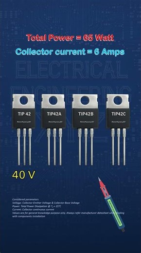TIP 42 NPN Complementary Silicon Plastic Power Transistor Volts Difference #diy #electronics