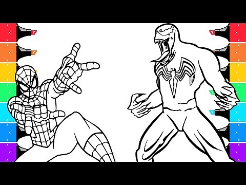 Coloring Spider Man Vs Venom Fight Superhero Coloring Pages | Markers