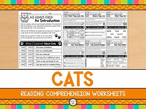Cat Reading Comprehension Worksheets | Animal Reading About Cats Worksheets - Etsy UK
