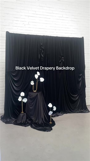 Black velvet drapery is beautiful but hard to capture on a sunny day! Still love the effect and can’t wait for an evening event to showcase this one! #draperydesign #eventbackdrop #displayartist