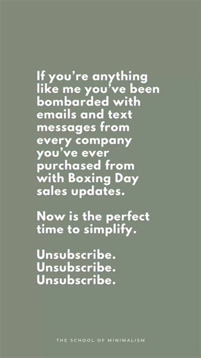 Catherine | Ruthless Minimalist on Instagram: "As if we hadn’t already recovered from the overwhelm of Black Friday sales we’re now back in sales season with Boxing Day sales. Cue an influx of frequent emails, text messages and social media posts encouraging us to spend our dollars. And while I may dabble a little this year (supplements, skincare and underwear). I’m mostly just exhausted. So many emails. So many text messages. It’s been a long month of consumerism knocking at every door. This ye