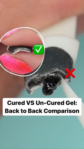 This is what cured gel looks like (what it’s supposed to look like) compared to un-cured gel 👉🏼 Un-cured gel can lead to skin allergies if commonly exposed to it. It’s actually more harmful to the nail tech than it is to the client, as the client is the one working with it. Getting shaved un-cured product is not good!! Shop premium nail products at: nailcareer.com/store 🪄 Watch full in depth nail tutorials on YouTube: nailcareereducation 🎓 #nailcareereducation #nails #nailtech #nailtechnicia