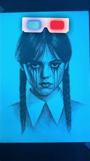 Wednesday Addams and Enid Transformation 3D Glass Art