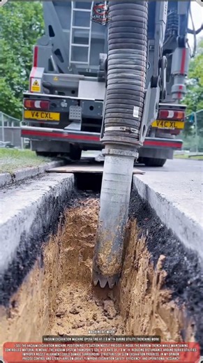Vacuum Excavation Machine Operating at 1.6 m³/h During Utility Trenching Work