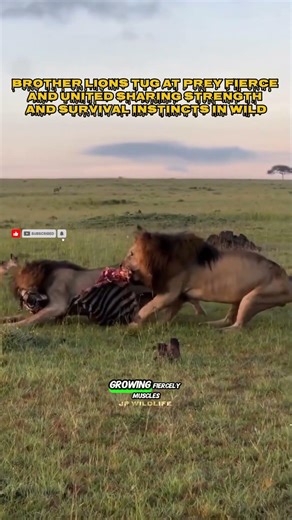 Brother Lions Battle Over Prey | Wild Strength & Survival #shorts #animals #wildlife #nature #viral