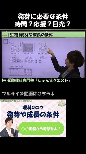 【理科のコツ「発芽や成長の条件」】発芽に本当に必要な3つの条件とは？【受験理科専門塾しゅん吉クエスト】
