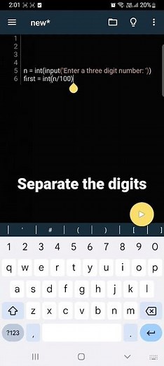 How to separate digits of a 3 digit number in python. #shorts #python3 #programming