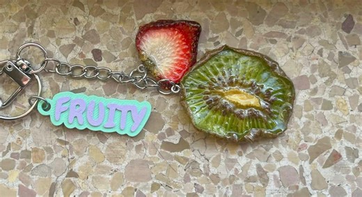 Custom Text Real Fruit Keychain – Personalized 3D Printed Word   Preserved Kiwi & Strawberry. - Etsy