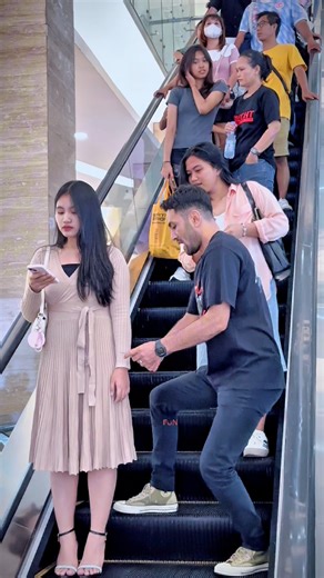 Funny handcuff prank on escalator #funny #viral #NajibFun | NajibFun