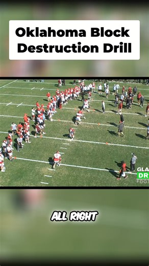 Oklahoma W Block Destruction Drill -- D-Line vs. O-Line, Backers vs. TEs, DBs vs. Receivers. -- Make them feel your presence on every play! -- It's about mindset and physical intent. Jay Valai, Asst HC/Co-DC, Oklahoma #FootballDrills #DBDrills #FootballMindset #FootballTraining #FootballSkills | Glazier Clinics