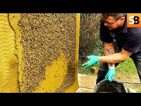 How To Pebble Dash Rendered Walls