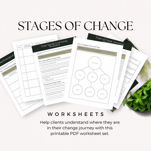 Stages of Change Worksheet, Behavior Change Workbook, Coaching Worksheet, Therapy Tool PDF, Goal Setting & Reflection Workbook - Etsy