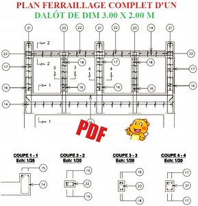 PLAN Ferraillage Complet d'un Dalot Dim : 3.00 X 2.00 M - Un site dédié à la conception plan de maison,cuisine,salle de bain,décoration,étude structure,cours