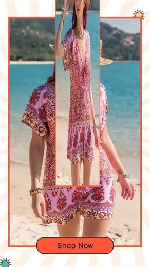 Printed V-Neck Short Sleeve Romper