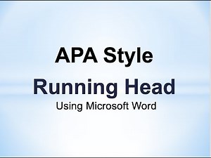 create an APA formatted running head in Microsoft Word