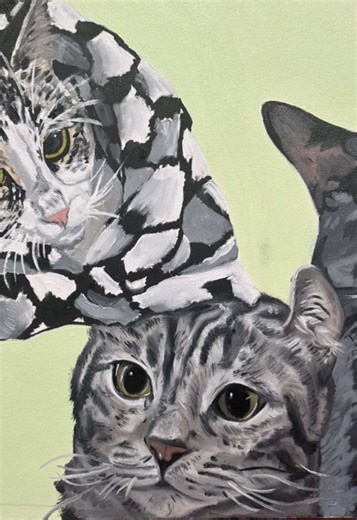 This is Mochi - If you want your cat to be included, just like this post, comment a photo of your cat with their name down below, and follow my account so you don’t miss the updates. #catsoftiktok #oilpainting #catpainting #oilpaint #catpaintingchallenge