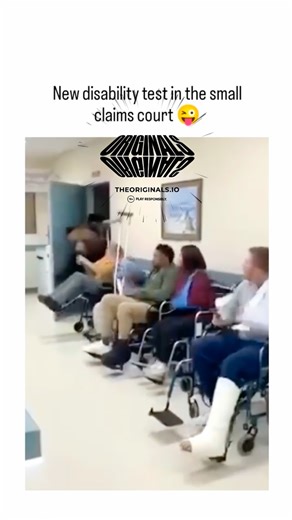 Universal View71 on Instagram: "This insta viral video, originally shared on insta around January 1, 2026, depicts a staged clinic waiting room where injured patients instantly sprint from a sudden bear intrusion, satirizing potential disability fraud in legal claims. The caption “New disability test in the small claims court” humorously suggests using adrenaline-induced scenarios to verify injury severity, aligning with the poster’s comedic style evident in her bio prioritizing humor. Scientifi