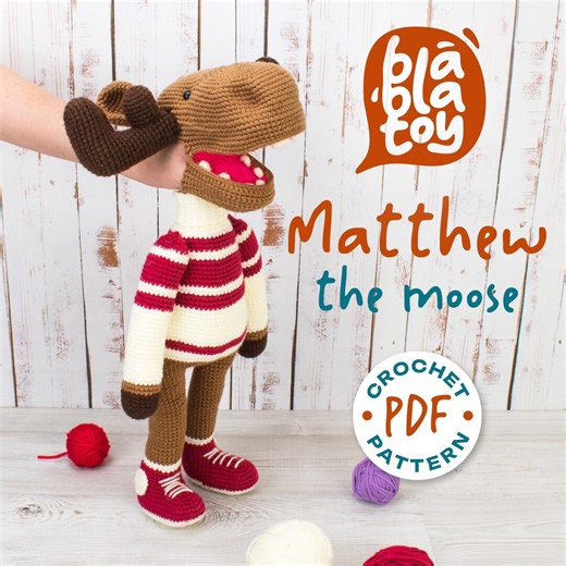 Crochet Pattern Moose - Amigurumi Puppet Toy | Educational Toys for Children - Etsy