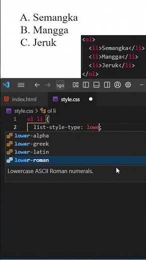 CSS Dasar: Cara Ubah Style Ordered List (list-style-type) 🔥