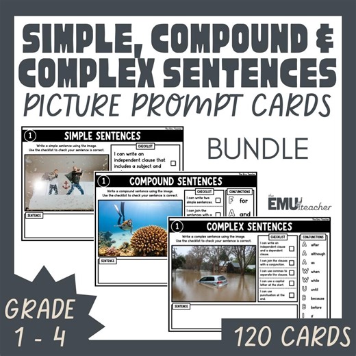 Simple, Compound & Complex Sentence Writing Prompts Sentence Structure Bundle - Etsy