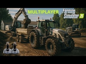 FS25 Multiplayer Trio Excavates MASSIVE Machinery Hall Area In Farming Simulator 25!