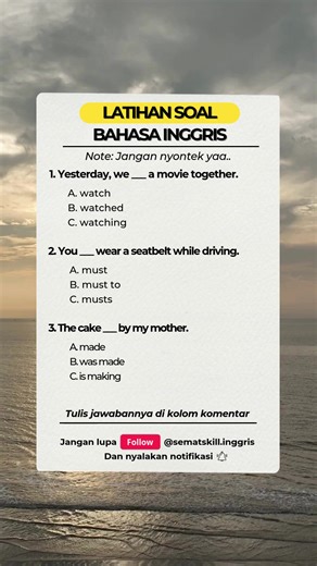 Daily quiz bahasa inggris - Grammar #belajarbahasainggris #grammar #englishgrammar #sematskill #fyppppppppppppppppppppppp