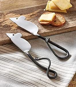 TAG 2-Piece Mouse Themed Premium Stainless Steel Charcuterie Board Cheese Jams Butter Spreader Knife Set Everyday Home Kitchen Table Tabletop Decor Decoration Stainless Steel
