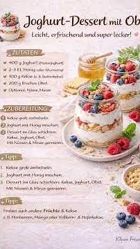 🍓 Joghurt-Dessert mit Obst Leicht, erfrischend & super lecker Yogurt Dessert with Fruit