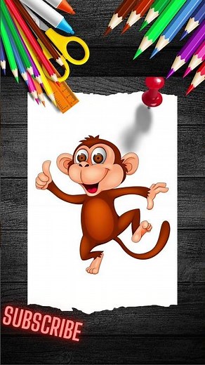 How to draw monkey cartoon step by step for kids #drawing #monkey #drawmonkey #kids #shorts