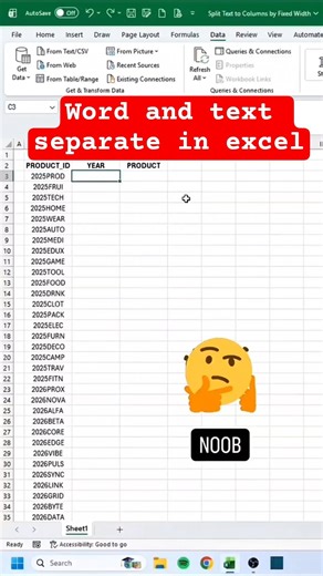 🔥 Word and Text Separate in Excel – Smart Trick You Must Know! #excel #spreadsheetmagic #exceltips