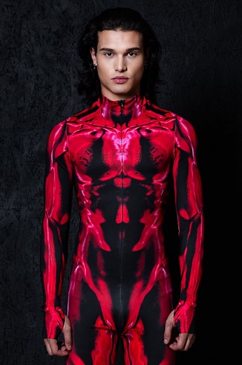 Sexy Devil Costume, Mens Devil Costume, Male Halloween Costume in Red, Demon Costume, Cyber Bodysuit Costume, Rave Costume, Sci-fi Costume - Etsy