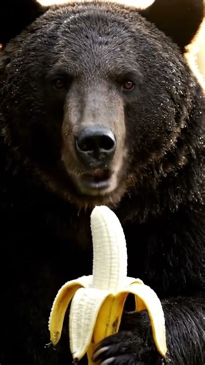 Cute bear eating a banana #cute #bear #AI