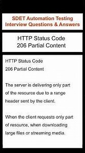 API Testing : HTTP Status Code : 206 Reset Content SDET Automation Testing Interview