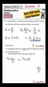 GCSE Maths Higher - Daily Exam Question - Day 88 (Speed, Distance & Time - Converting Units)
