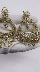 Gold CZ Chandelier Chaandbali Earrings: Indian Jewelry - Etsy
