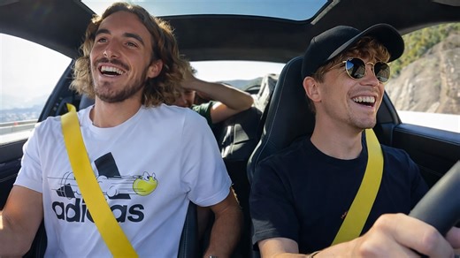 What happens when a tennis star rides in a supercar