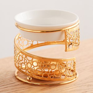 [Hot Item] 80ml Golden Color Metal Material Rotating Circle Candle Holder Scented Diffuser Burner
