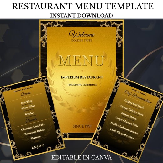 Editable Restaurant Menu Template, Modern Cafe Food Design (instant Download) - Etsy