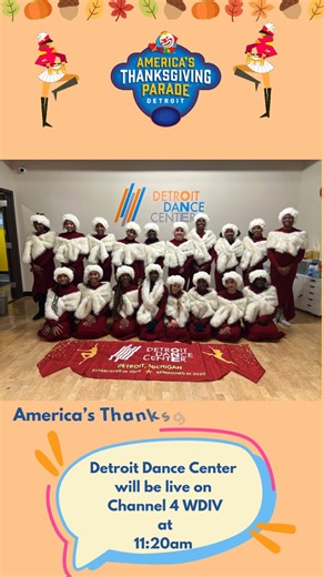 We are proud to share that our dancers will be performing in the America’s Thanksgiving Day Parade tomorrow. This is a moment we’ve been working toward, and we can’t wait for the city to see the energy and dedication we’re bringing to Detroit’s biggest tradition. You can watch LIVE on WDIV Local 4 at approximately 11:20 AM. You’ll see our dancers in their parade costumes and the hard work behind the scenes from rehearsals that led to this moment. We hope you’ll tune in, support, and feel the pri