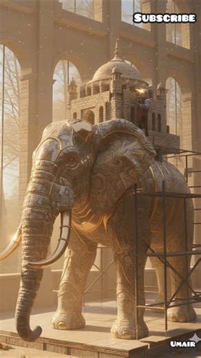 Attaching Marble Panels — 8K Ultra-Realistic Elephant Sculpture Build #youtube #youtuber #shorts