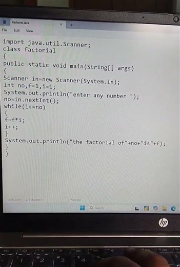 factorial program in java 😱🔥#youtubeshorts #techwithsam #subscribe #like