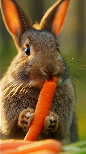 A rabbit eats carrots