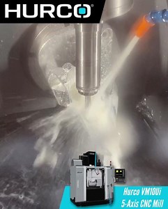 The Hurco VM10Ui has an integrated trunnion table. Benefits: •Provides more clearance in the Z-Axis compared an add on table. •Accommodates heavier workpieces. •Capability for full simultaneous 5-Axis machining. Learn more at www.hurco.com #hurco #hurcocnc #5axis #5axiscnc #5thaxis #vm10ui #trunnion #machining #mill #cncmill #cnc #cncmachine #cncmachining #cncmachinist #machinist #machineshop | Hurco Companies Inc.