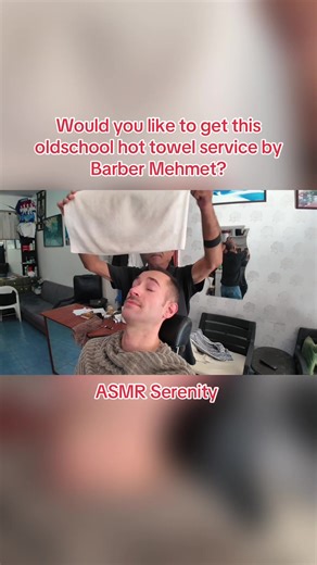 Barber Mehmet shows us how a professional hot towel service is done #asmr #barber #facecare #hottowel #english