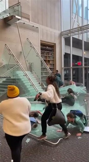 Glass Staircase Collapses Inside University Library, Students Scatter Across Atrium 📚⚠️