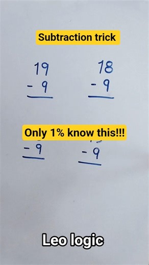 “Subtract 9 from AnyNumber Instantly! 🤯 Easy MathsTrick”#maths #subtraction #subtractions #ytshorts
