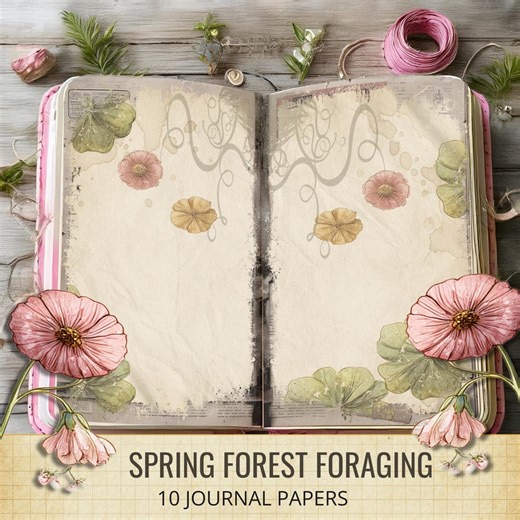 Spring Forest Foraging Journal Pages | Printable Notebook Paper | Woodland Junk Journal Kit - Etsy